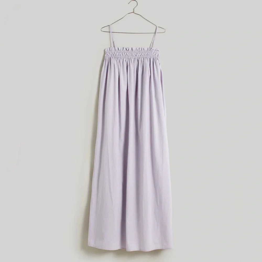 Madewell Lavender Poplin Ruffle A-Line Midi Dress - Picture 2 of 7